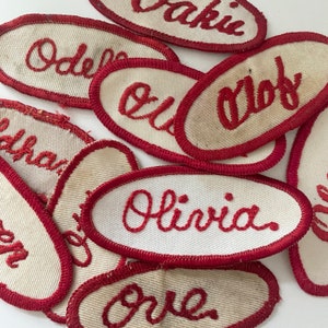 Vintage &quot;O&quot; Names Embroidered Oval Uniform Name Patches - Men&#39;s & Women&#39;s names - CHOOSE ONE - Industrial Work Shirt - Vintage Supply