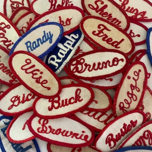 NEW NAMES! Vintage Embroidered Oval Uniform Name Patches - Fun Names - CHOOSE One - Industrial Work Shirt - Vintage Supply - Free Shipping