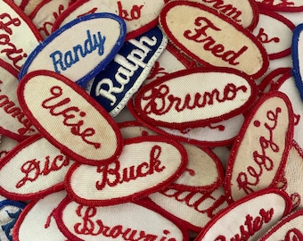 NEW NAMES! Vintage Embroidered Oval Uniform Name Patches - Fun Names - CHOOSE One - Industrial Work Shirt - Vintage Supply - Free Shipping