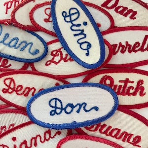 Vintage &quot;D&quot; Names Embroidered Oval Uniform Name Patches - Men&#39;s & Women&#39;s names - CHOOSE ONE - Industrial Work Shirt - Vintage Supply