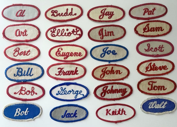 Vintage Embroidered Oval Uniform Name Patches - M… - image 2