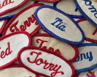 Vintage "T" Names Embroidered Oval Uniform Name Patches - Men's & Women's names - CHOOSE ONE - Industrial Work Shirt - Vintage Supply