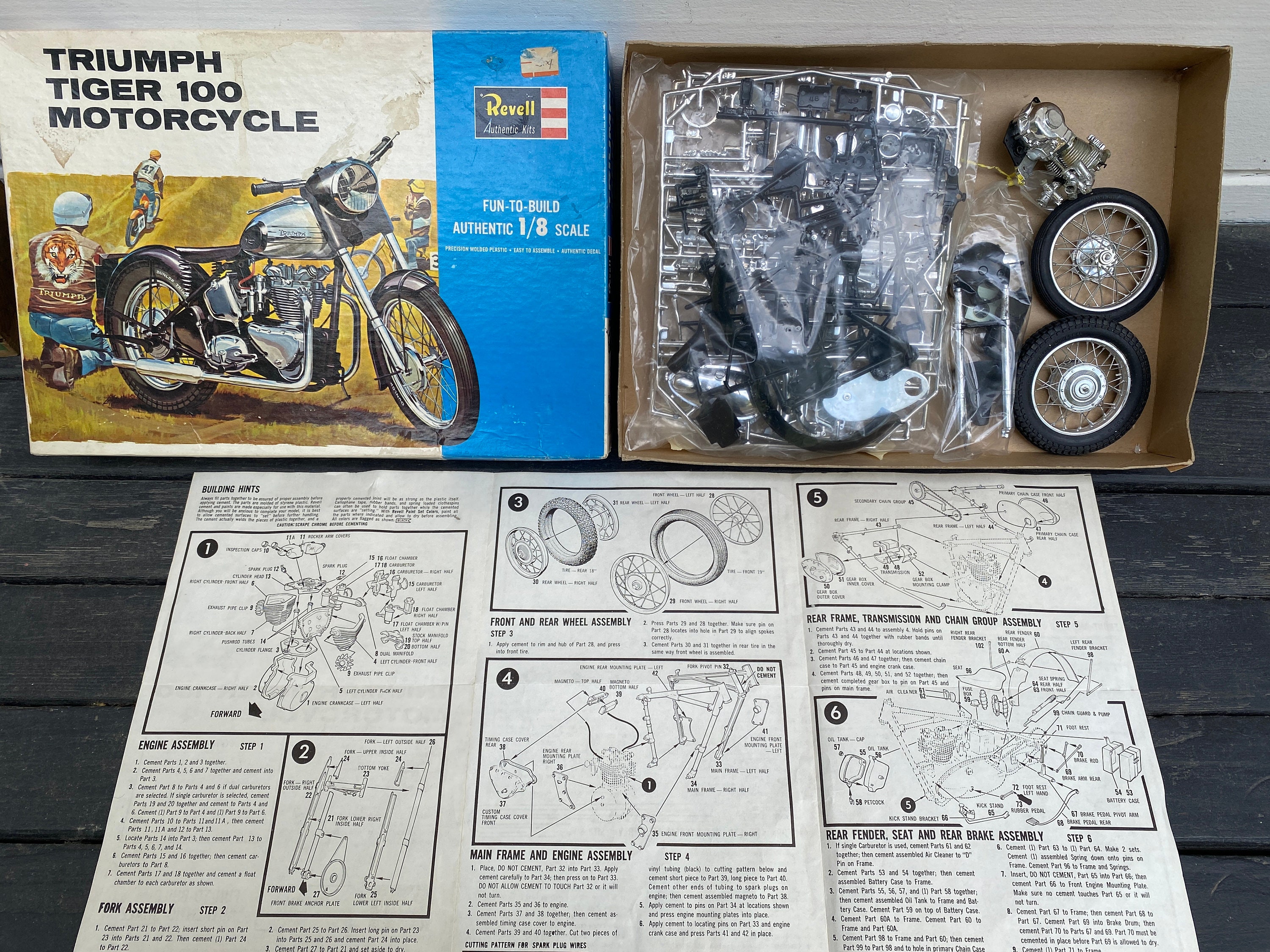 Vintage Revell Triumph Tiger 100 Motorcycle Plastic Model Kit | Etsy