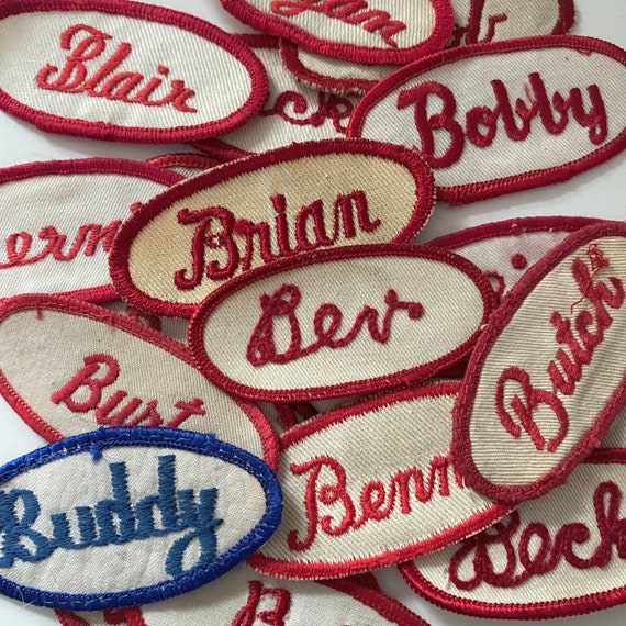 NEW NAMES Vintage Embroidered Oval Uniform Name Patches Fun Names CHOOSE  One Industrial Work Shirt Vintage Supply Free Shipping 
