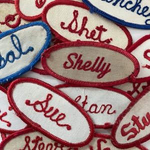 Vintage &quot;S&quot; Names Embroidered Oval Uniform Name Patches - Men&#39;s & Women&#39;s names - CHOOSE ONE - Industrial Work Shirt - Vintage Supply