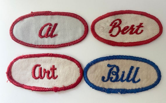 Vintage Embroidered Oval Uniform Name Patches - M… - image 3