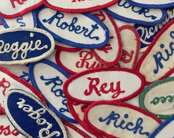 Vintage "R" Names Embroidered Oval Uniform Name Patches - Men's & Women's names - CHOOSE ONE - Industrial Work Shirt - Vintage Supply