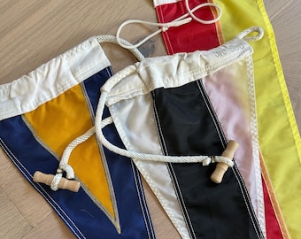 Vintage Triangular Nylon Nautical Signal Flags - CHOOSE ONE - Great Graphics - Nice Size to Frame - Vintage Yacht - Seaside
