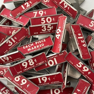 Vintage 40&#39;s Metal Price Tag Holder - EACH SOLD SEPARATELY - General Store Shelf Clip - Numbers Industrial Sign - Great Typography