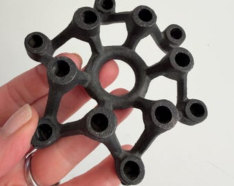 Vintage 60's MCM AES Japan Brutalist Cast Iron Atomic Spider Candle holder - Holds 12 Tiny Tapers - Candelabra