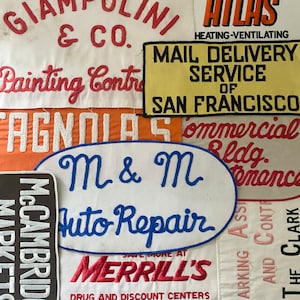 RESTOCKED! Vintage XLarge Embroidered Chainstich Uniform Company Name Patches - CHOOSE ONE - Work Shirt - Auto Repair Painting Coveralls