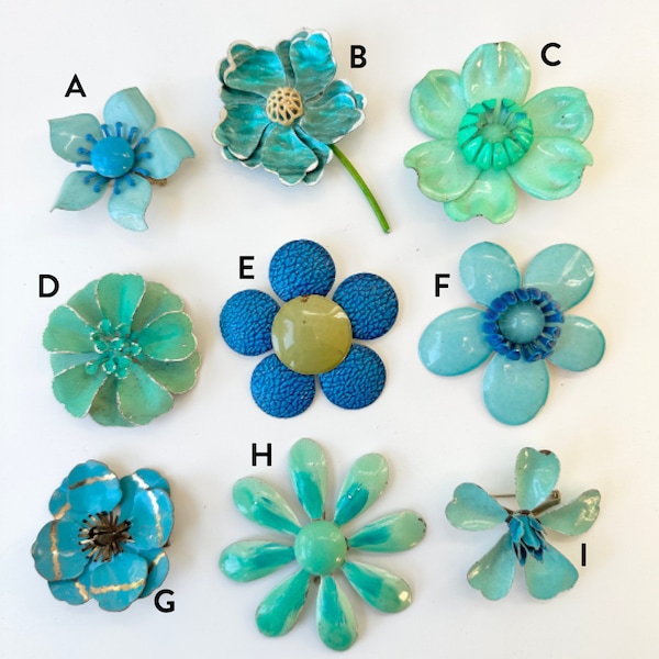 Vintage 60's NOS Retro Colorful Enamel Metal Flower Power Brooches Pins - Sold Individually - Group 9