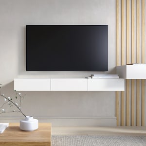 Schwebende TV-Schale mit Schubladen / Media-Konsole - Weiß