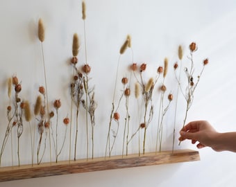 Live edge wall-mounted dried flower holder