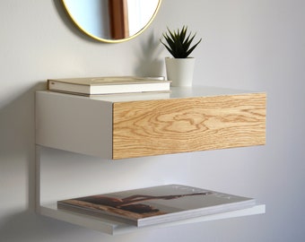 Floating nightstand with OAK drawer and an extra shelf