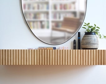 Fluted dressing table / floating vanity - made of solid oak