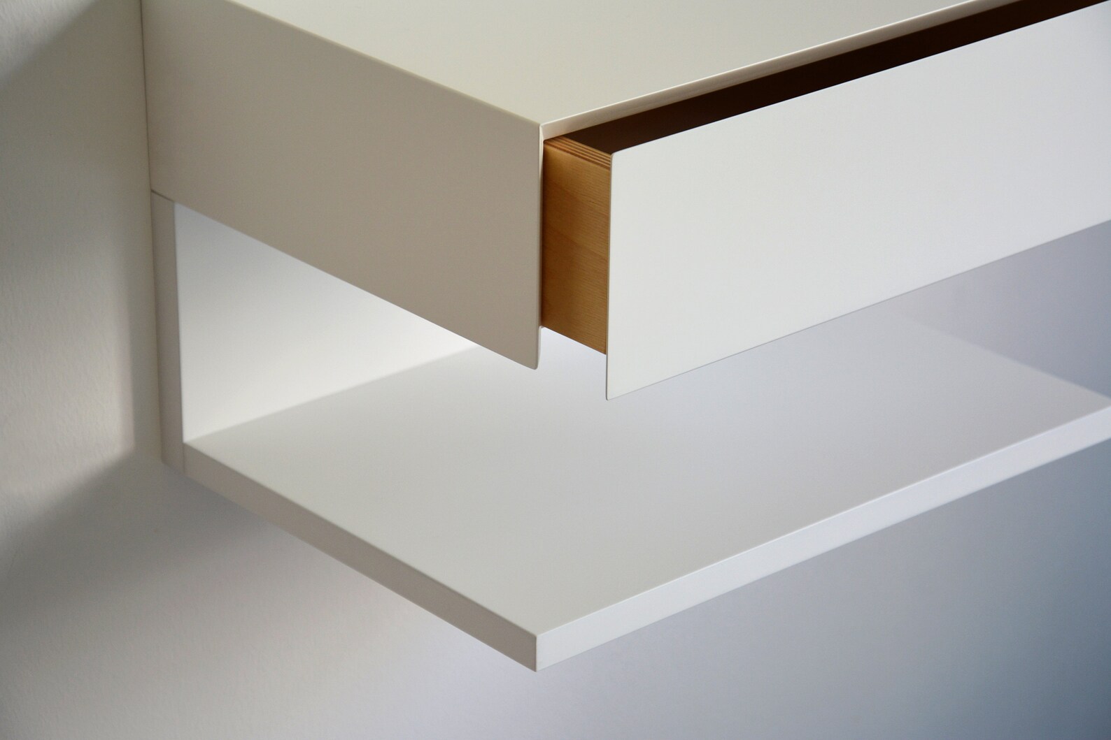 White Floating Nightstand With Drawer and an Extra Shelf Etsy