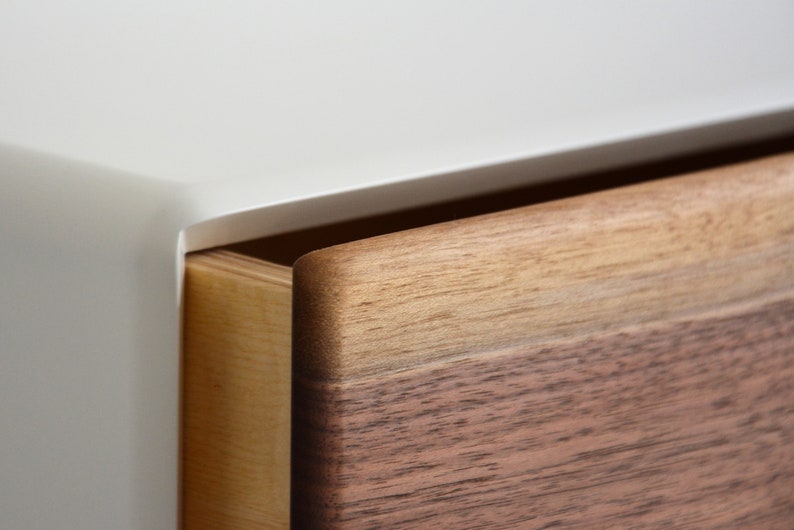 Round floating nightstand with walnut drawer various sizes Etsy