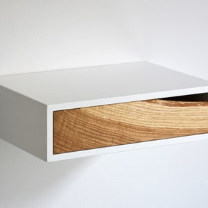 Floating nightstand with LIVE EDGE wooden drawer 3 sizes single or double image 4