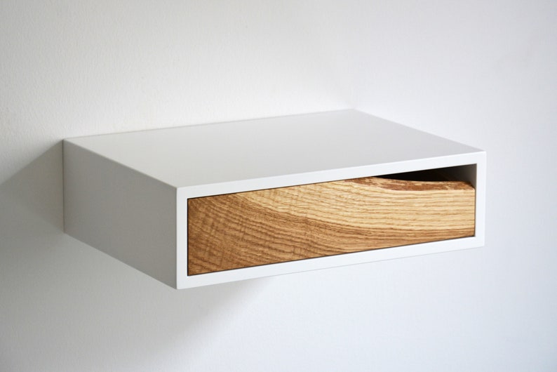 Floating nightstand with LIVE EDGE wooden drawer 3 sizes single or double image 4