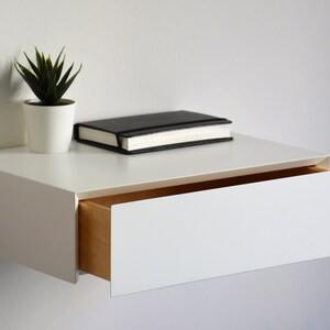 Minimalist white floating nightstand various sizes single or double image 7