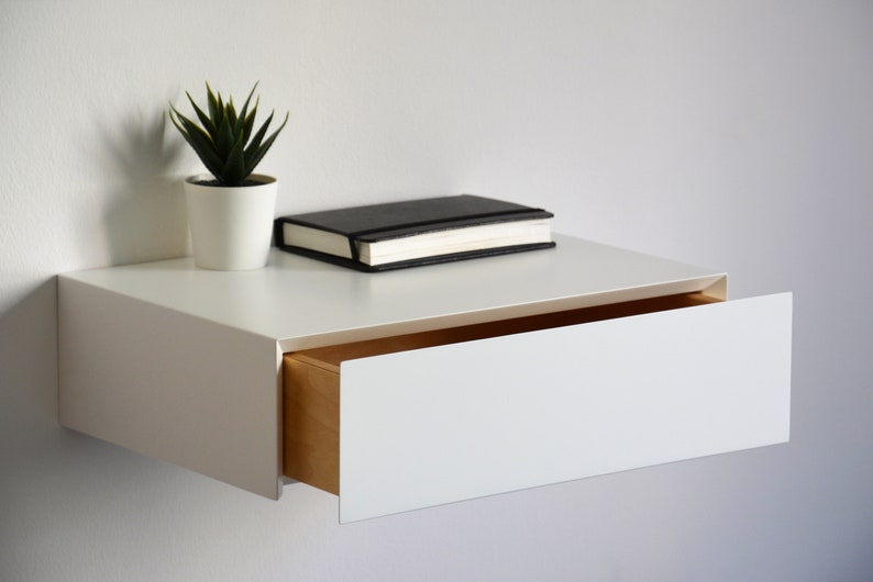 Minimalist white floating nightstand various sizes single or double image 7