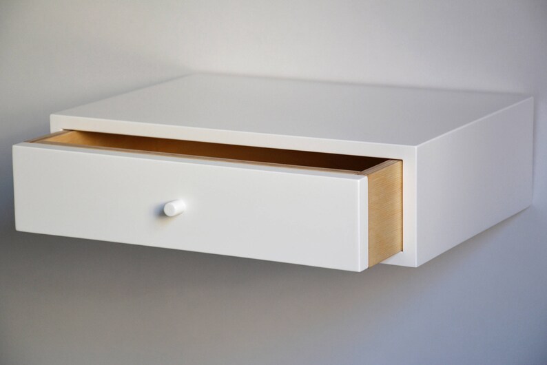 White Floating Nightstand With Drawer Various Sizes Single Etsy
