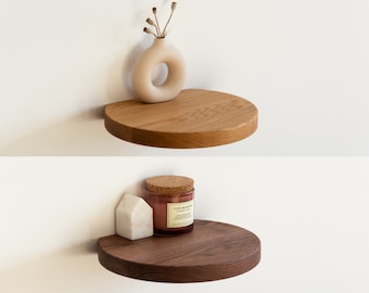 Shelf with a meaning: CUT-OFF CIRCLE, floating shelf made of oak or walnut