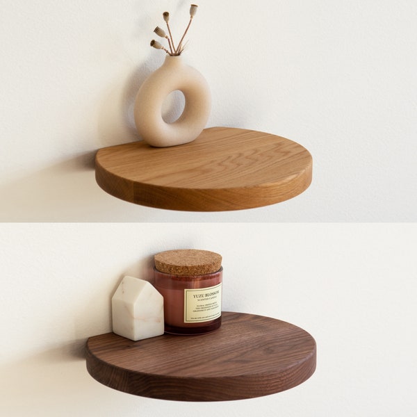 Shelf with a meaning: CUT-OFF CIRCLE, floating shelf made of oak or walnut