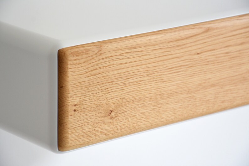 Round Floating Nightstand With Oak Drawer Various Sizes Etsy