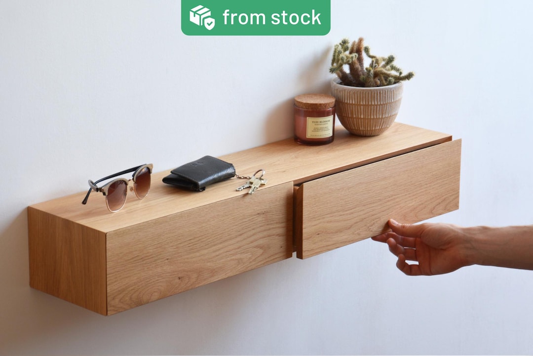 Floating Entryway Shelf With Hidden Drawers / Narrow Entryway