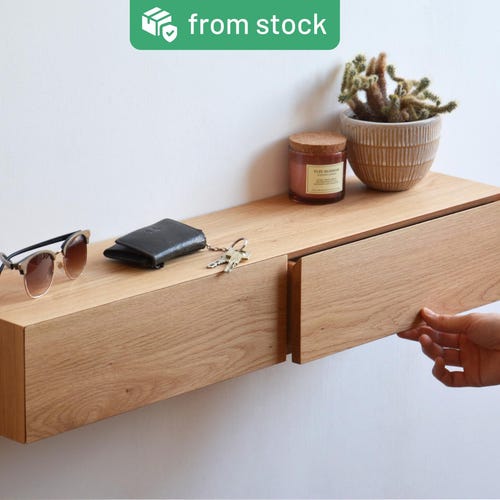 INOUT Table under shelf OAK イナウト Floating Entryway Shelf With Hidden Drawers / Narrow Entryway