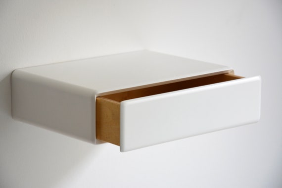 Round white nightstand with drawer deals