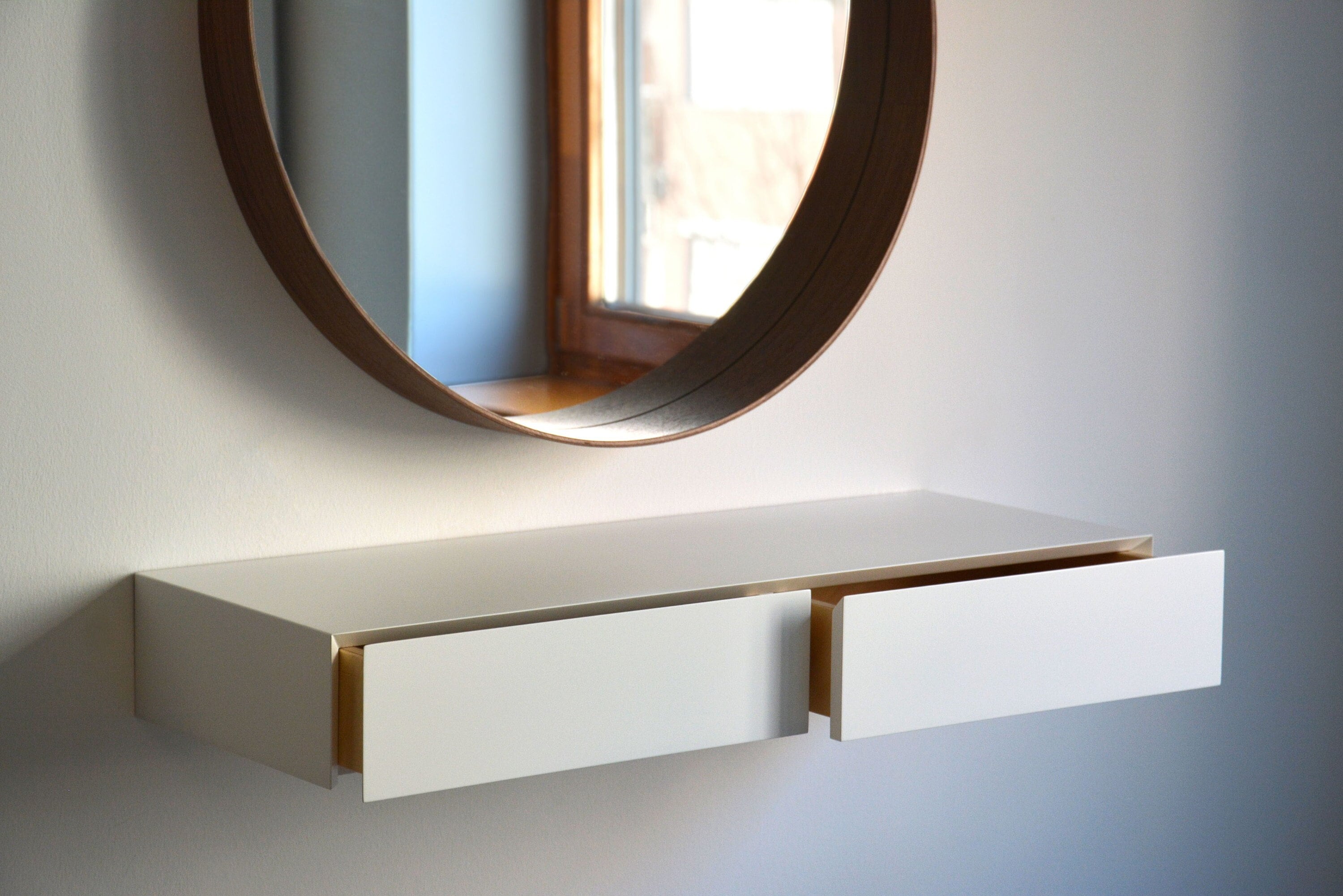 Minimalist White Floating Dressing Table / Vanity Shelf 