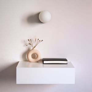 Minimalist white floating nightstand various sizes single or double image 8