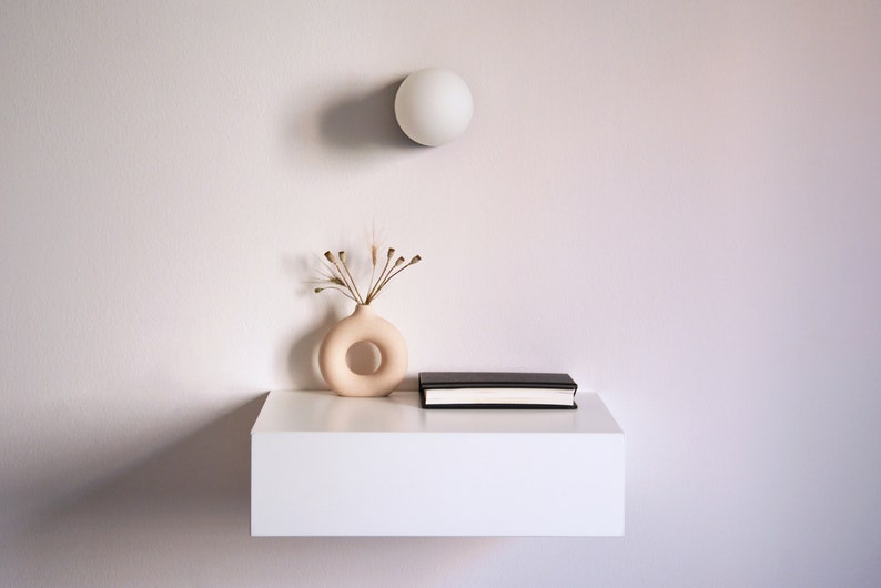 Minimalist white floating nightstand various sizes single or double image 8