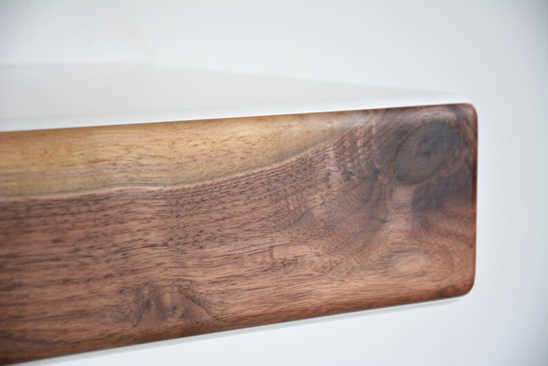 Round floating nightstand with walnut drawer various sizes Etsy