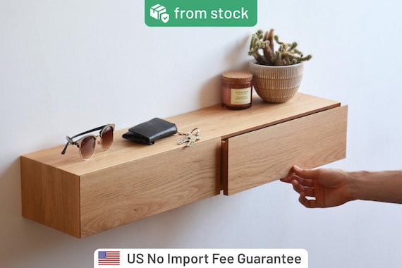 Floating Entryway Shelf With Hidden Drawers / Narrow Entryway