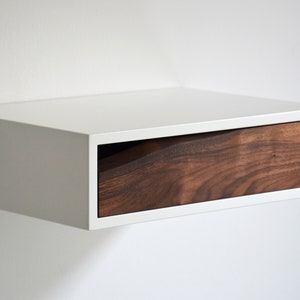 Floating nightstand with LIVE EDGE wooden drawer 3 sizes single or double image 3
