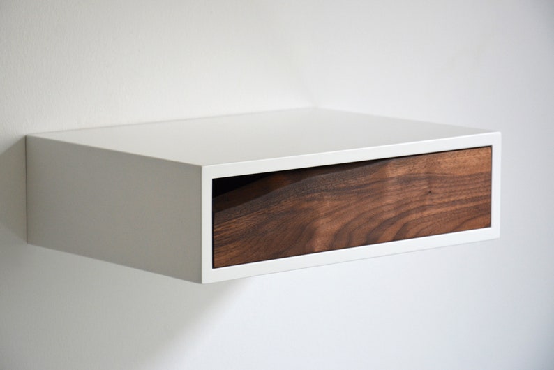 Floating nightstand with LIVE EDGE wooden drawer 3 sizes single or double image 3