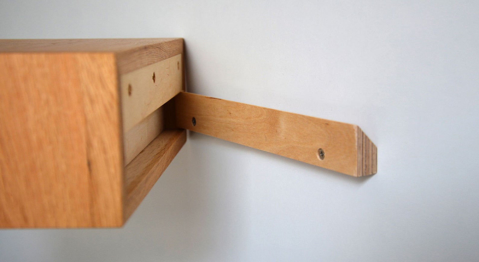 Floating Entryway Shelf With Hidden Drawers Made of Solid Oak Etsy Canada