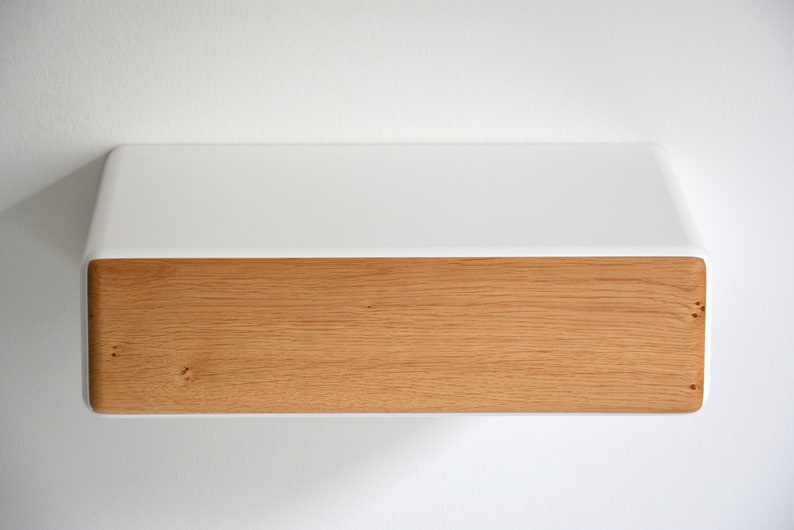 Round Floating Nightstand With Oak Drawer Various Sizes Etsy