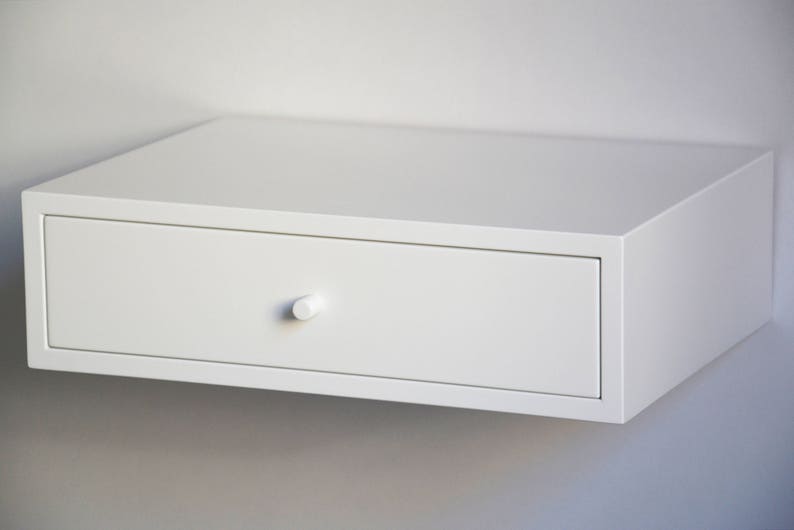 White Floating Nightstand With Drawer Various Sizes Single Etsy