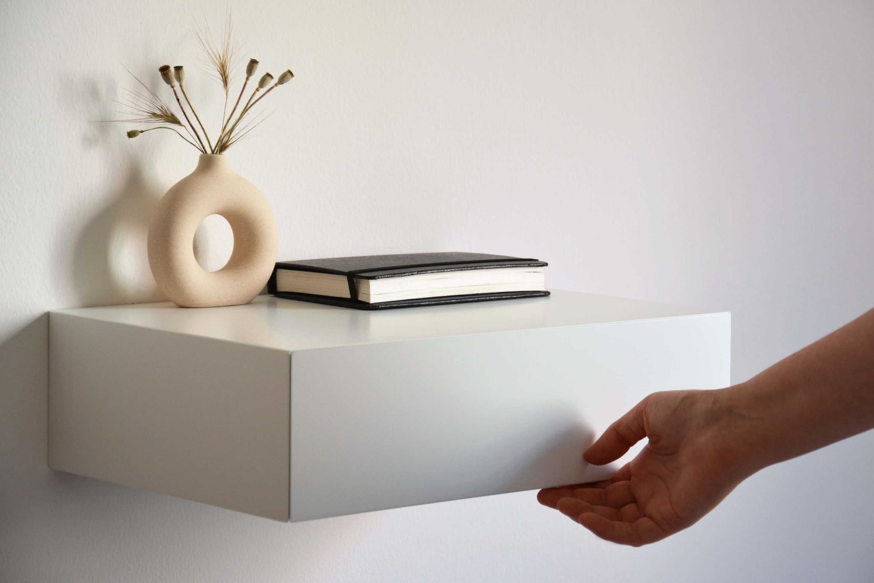 Table De Chevet Flottante Blanche Minimaliste | Différentes Tailles Simple Ou Double