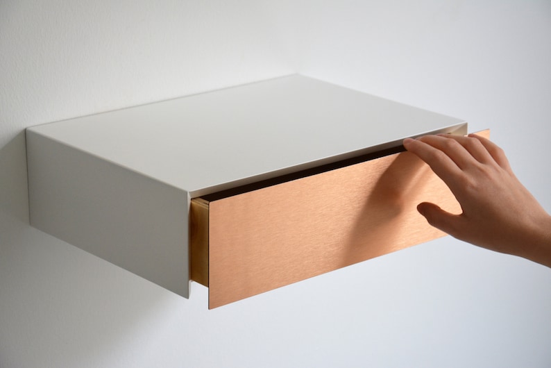 Floating nightstand with COPPER drawer image 1