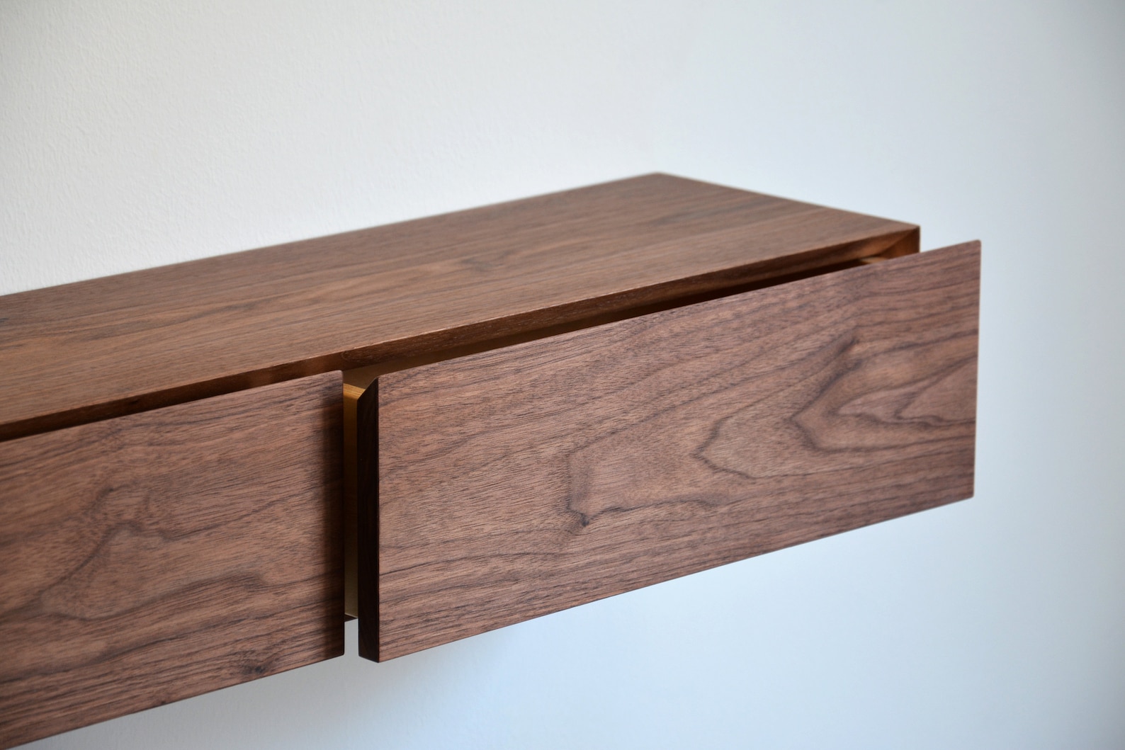 Floating Entryway Shelf With Hidden Drawers Made of Walnut Etsy