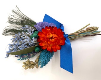 Teal Blue Peacock Buttonhole