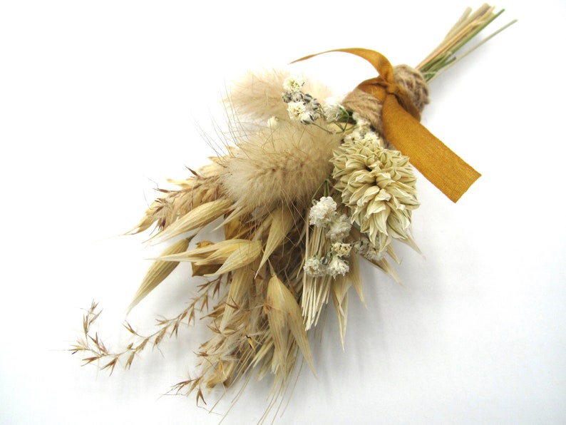 Dried Wildflower Boutonnière, Harvest Moon, Groom, Wedding image 1