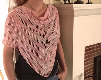 Knitting Pattern | "T-Shirt Shawl" | Lacy Neck Scarf Knitting Instructions |PDF Instant Download