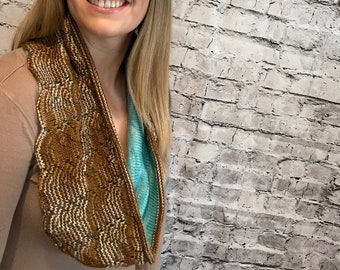 Knitting Pattern, "Two Sided Lacy Cowl", Cozy Cowl Knitting Instructions, PDF Instant Download